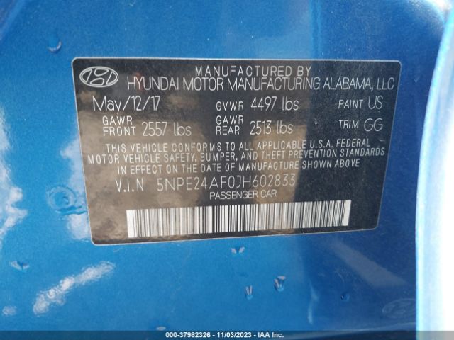 Photo 8 VIN: 5NPE24AF0JH602833 - HYUNDAI SONATA 