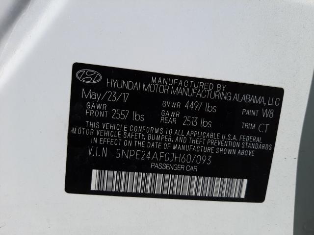 Photo 9 VIN: 5NPE24AF0JH607093 - HYUNDAI SONATA SE 