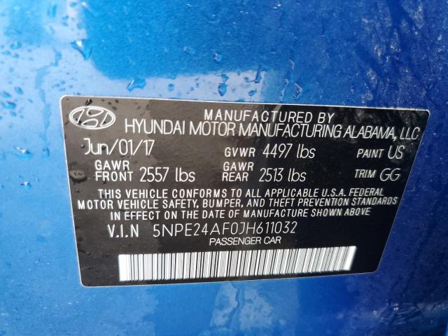 Photo 9 VIN: 5NPE24AF0JH611032 - HYUNDAI SONATA SE 