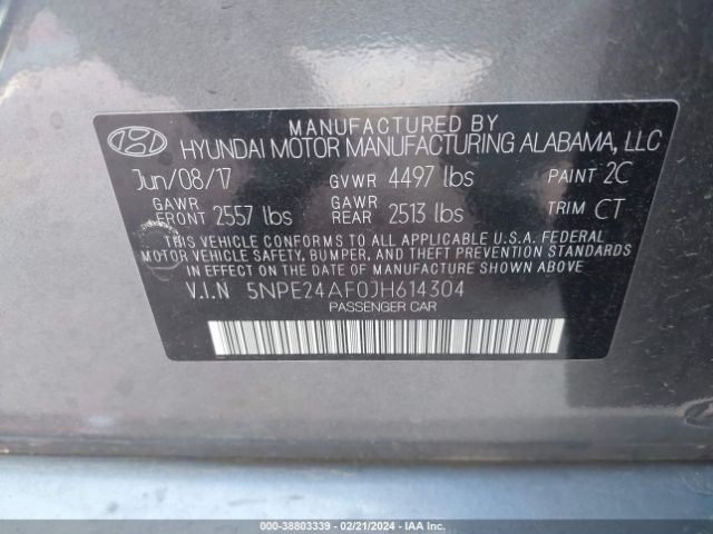 Photo 8 VIN: 5NPE24AF0JH614304 - HYUNDAI SONATA 