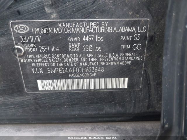 Photo 8 VIN: 5NPE24AF0JH623648 - HYUNDAI SONATA 