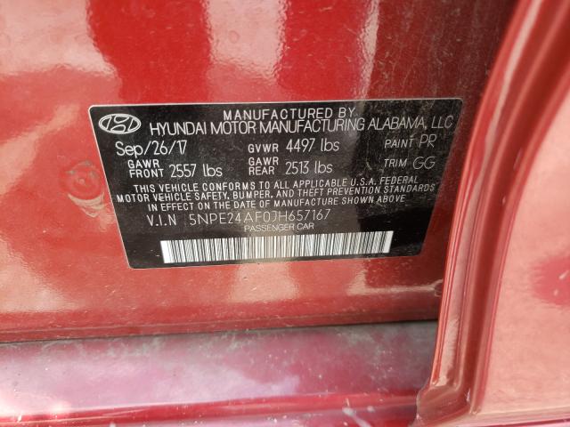 Photo 9 VIN: 5NPE24AF0JH657167 - HYUNDAI SONATA SE 