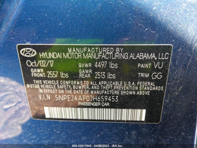 Photo 8 VIN: 5NPE24AF0JH659453 - HYUNDAI SONATA 