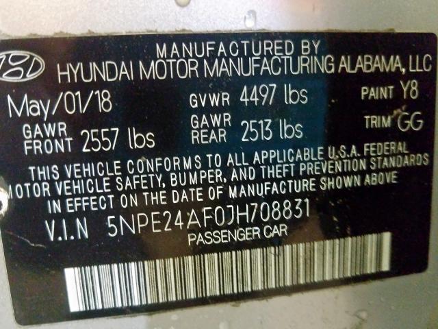 Photo 9 VIN: 5NPE24AF0JH708831 - HYUNDAI SONATA SE 