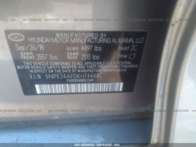 Photo 8 VIN: 5NPE24AF0KH744682 - HYUNDAI SONATA 