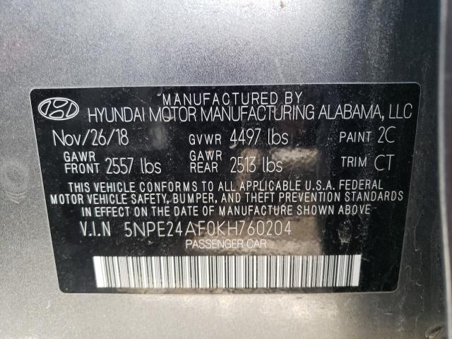 Photo 9 VIN: 5NPE24AF0KH760204 - HYUNDAI SONATA SE 