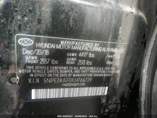 Photo 8 VIN: 5NPE24AF0KH766729 - HYUNDAI SONATA 