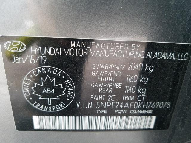 Photo 9 VIN: 5NPE24AF0KH769078 - HYUNDAI SONATA SE 