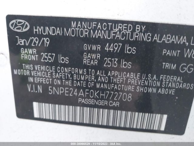 Photo 8 VIN: 5NPE24AF0KH772708 - HYUNDAI SONATA 