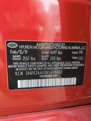 Photo 11 VIN: 5NPE24AF0KH778430 - HYUNDAI SONATA SE 