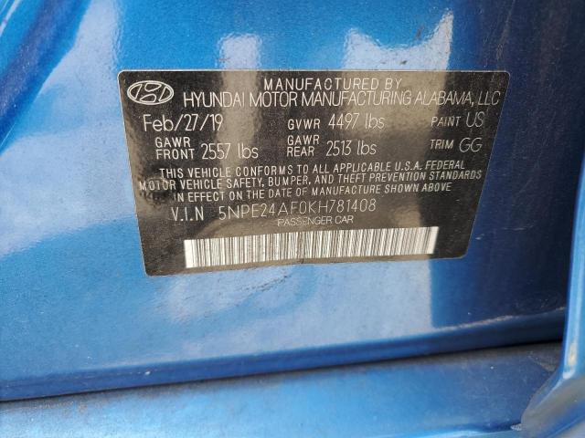 Photo 12 VIN: 5NPE24AF0KH781408 - HYUNDAI SONATA SE 