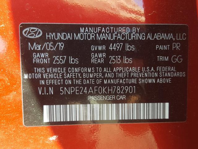 Photo 9 VIN: 5NPE24AF0KH782901 - HYUNDAI SONATA SE 