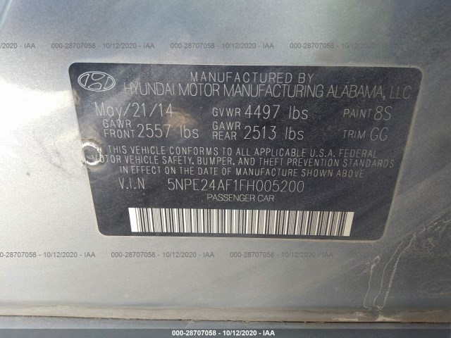 Photo 8 VIN: 5NPE24AF1FH005200 - HYUNDAI SONATA 