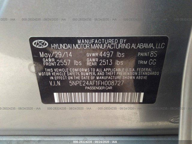 Photo 8 VIN: 5NPE24AF1FH008727 - HYUNDAI SONATA 