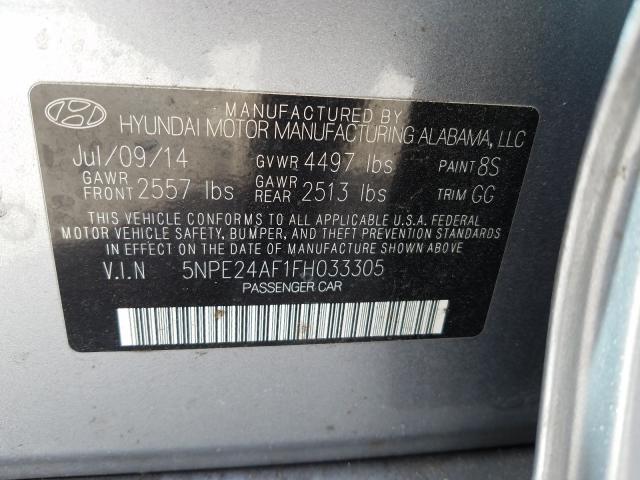 Photo 9 VIN: 5NPE24AF1FH033305 - HYUNDAI SONATA SE 