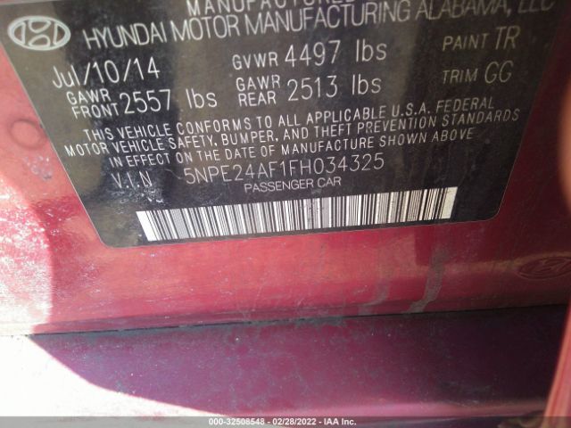 Photo 8 VIN: 5NPE24AF1FH034325 - HYUNDAI SONATA 