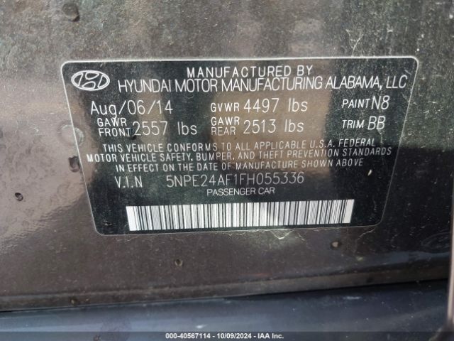 Photo 8 VIN: 5NPE24AF1FH055336 - HYUNDAI SONATA 