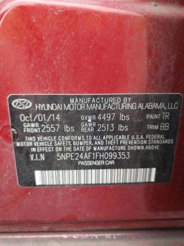 Photo 12 VIN: 5NPE24AF1FH099353 - HYUNDAI SONATA SE 