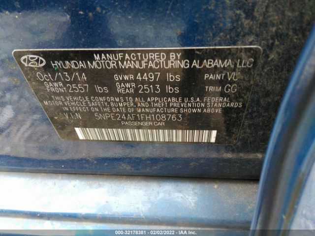 Photo 8 VIN: 5NPE24AF1FH108763 - HYUNDAI SONATA 