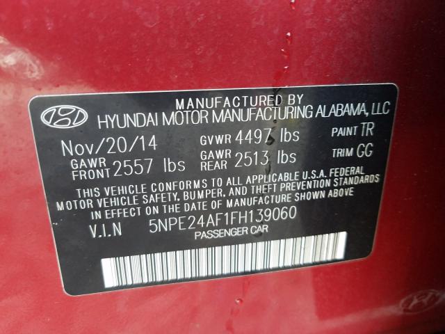 Photo 9 VIN: 5NPE24AF1FH139060 - HYUNDAI SONATA SE 