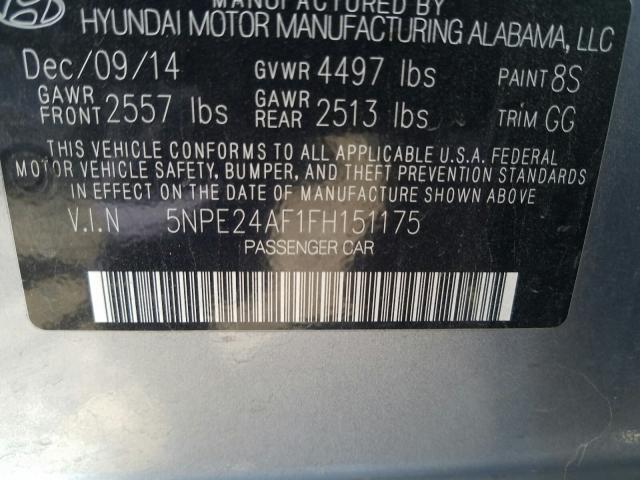 Photo 9 VIN: 5NPE24AF1FH151175 - HYUNDAI SONATA SE 