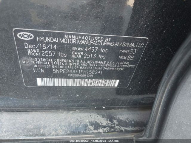 Photo 8 VIN: 5NPE24AF1FH158241 - HYUNDAI SONATA 