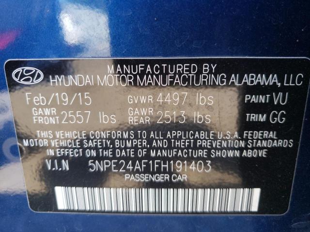 Photo 9 VIN: 5NPE24AF1FH191403 - HYUNDAI SONATA SE 