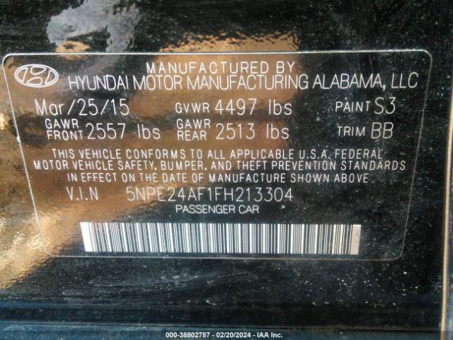 Photo 8 VIN: 5NPE24AF1FH213304 - HYUNDAI SONATA 