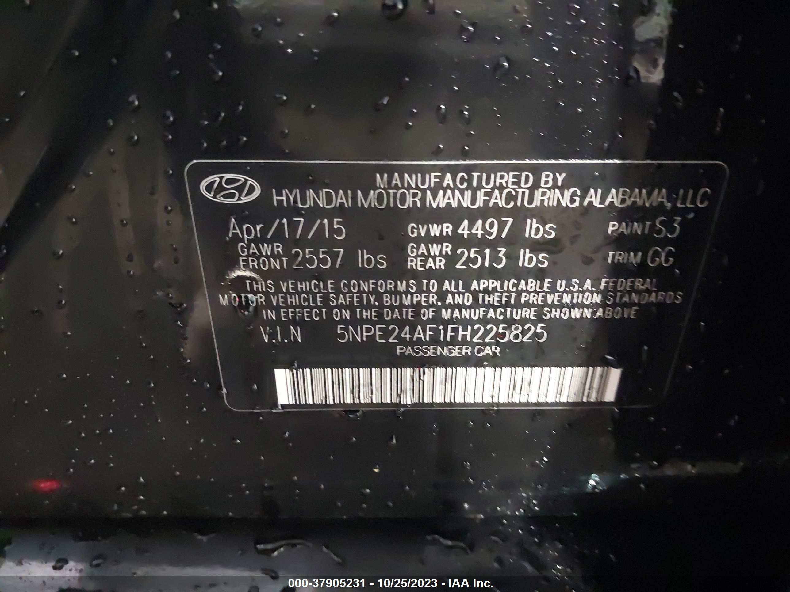 Photo 8 VIN: 5NPE24AF1FH225825 - HYUNDAI SONATA 