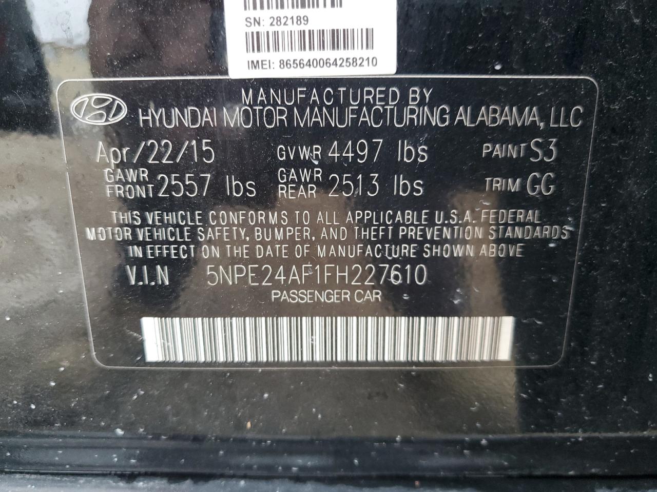 Photo 11 VIN: 5NPE24AF1FH227610 - HYUNDAI SONATA 