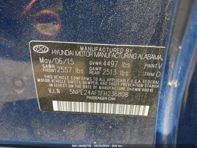 Photo 8 VIN: 5NPE24AF1FH236808 - HYUNDAI SONATA 