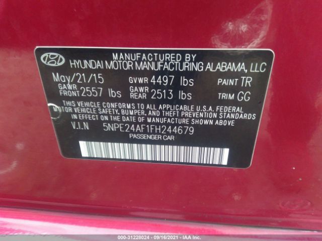 Photo 8 VIN: 5NPE24AF1FH244679 - HYUNDAI SONATA 