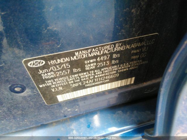 Photo 8 VIN: 5NPE24AF1FH246609 - HYUNDAI SONATA 