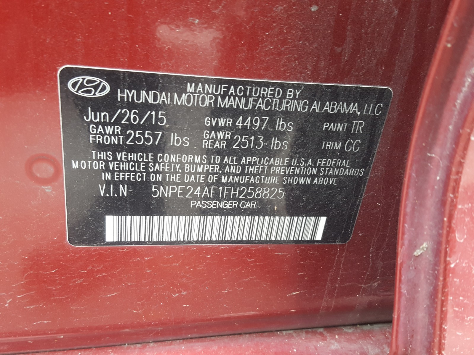 Photo 9 VIN: 5NPE24AF1FH258825 - HYUNDAI SONATA SE 