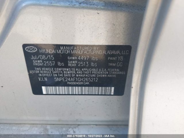 Photo 8 VIN: 5NPE24AF1GH265212 - HYUNDAI SONATA 