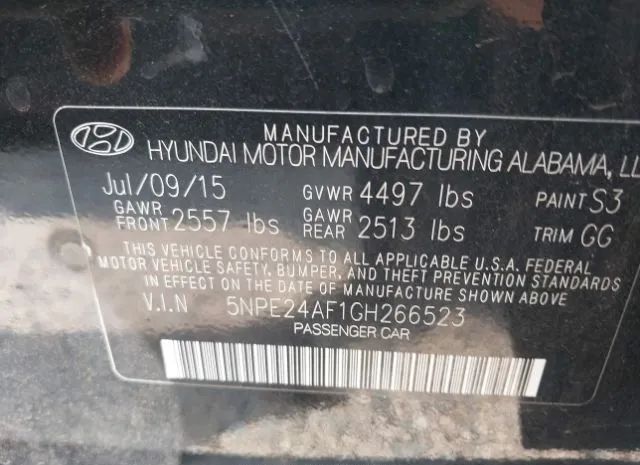 Photo 8 VIN: 5NPE24AF1GH266523 - HYUNDAI SONATA 