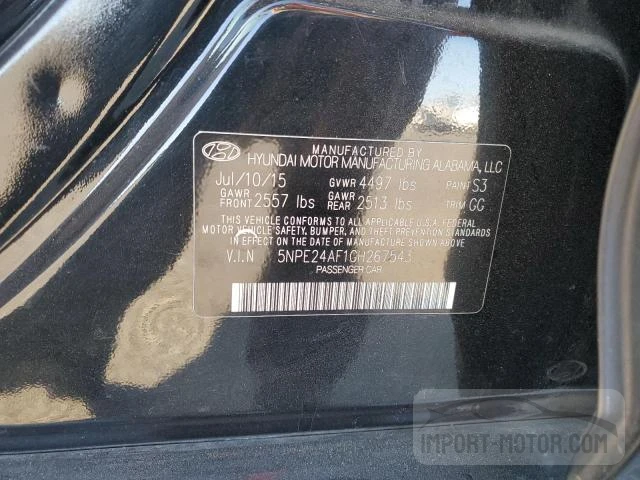 Photo 11 VIN: 5NPE24AF1GH267543 - HYUNDAI SONATA 