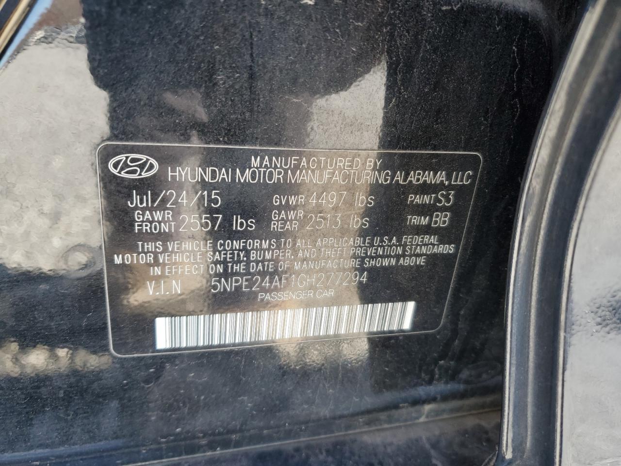 Photo 11 VIN: 5NPE24AF1GH277294 - HYUNDAI SONATA 