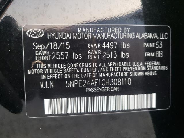 Photo 9 VIN: 5NPE24AF1GH308110 - HYUNDAI SONATA SE 