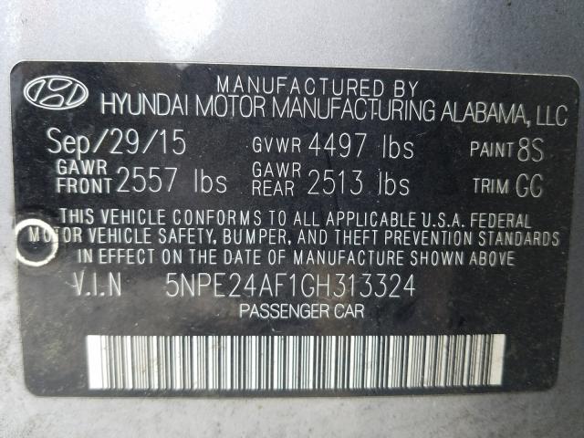 Photo 9 VIN: 5NPE24AF1GH313324 - HYUNDAI SONATA SE 