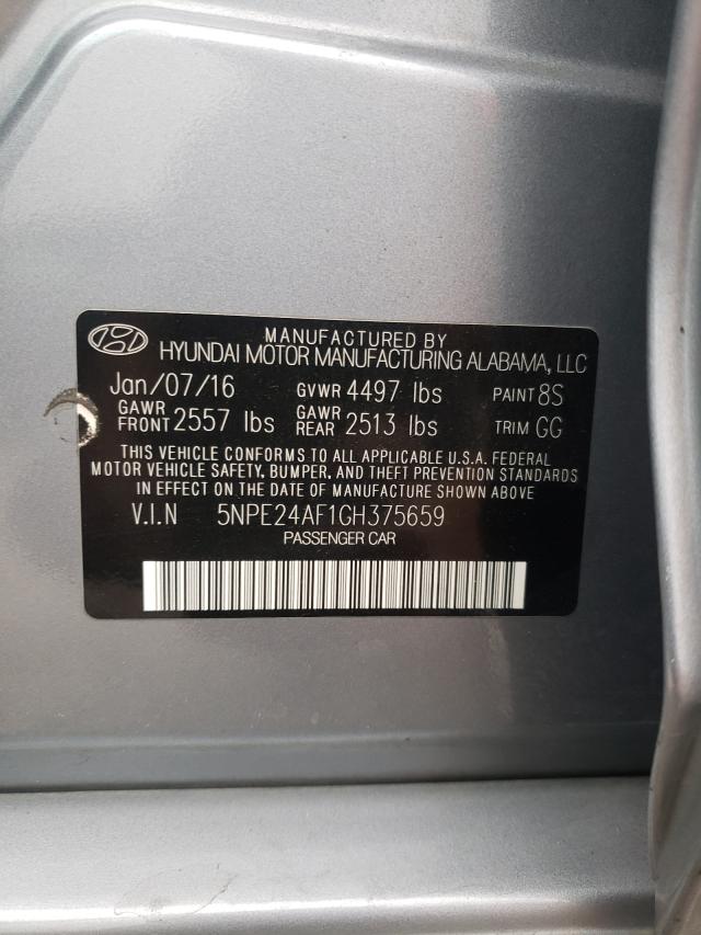 Photo 9 VIN: 5NPE24AF1GH375659 - HYUNDAI SONATA SE 