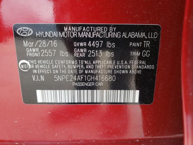 Photo 9 VIN: 5NPE24AF1GH416680 - HYUNDAI SONATA SE 