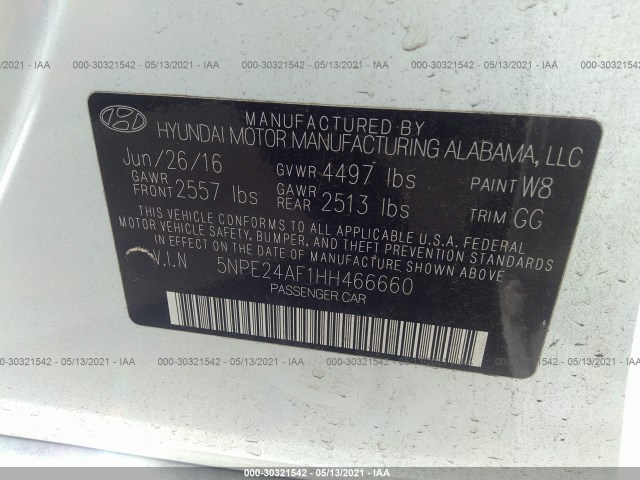 Photo 8 VIN: 5NPE24AF1HH466660 - HYUNDAI SONATA 