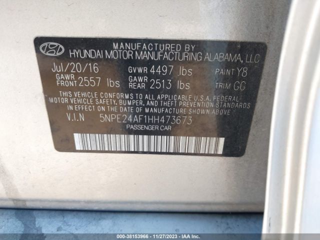 Photo 8 VIN: 5NPE24AF1HH473673 - HYUNDAI SONATA 