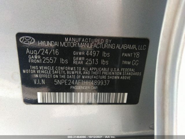 Photo 8 VIN: 5NPE24AF1HH489937 - HYUNDAI SONATA 