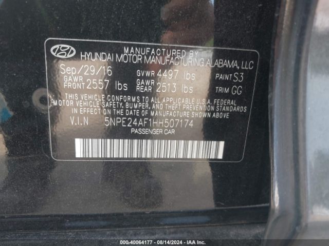 Photo 8 VIN: 5NPE24AF1HH507174 - HYUNDAI SONATA 