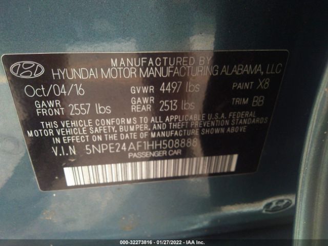 Photo 8 VIN: 5NPE24AF1HH508888 - HYUNDAI SONATA 