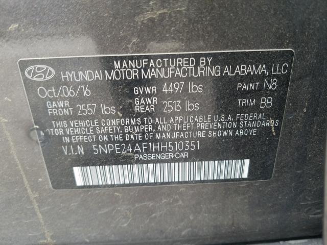 Photo 9 VIN: 5NPE24AF1HH510351 - HYUNDAI SONATA SE 