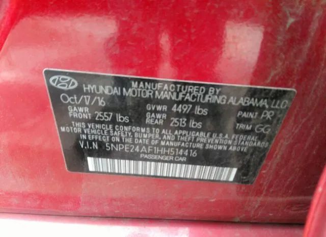 Photo 8 VIN: 5NPE24AF1HH514416 - HYUNDAI SONATA 