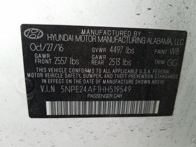 Photo 9 VIN: 5NPE24AF1HH519549 - HYUNDAI SONATA SE 